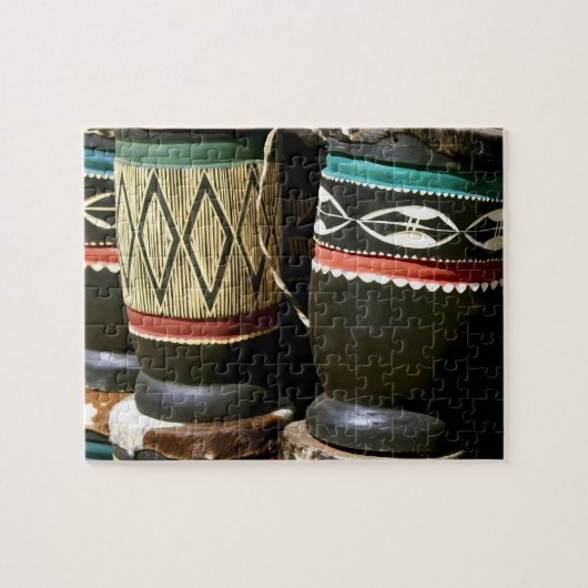 手彫りのドラム、リビングストン、ザンビア ジグソーパズル (横)