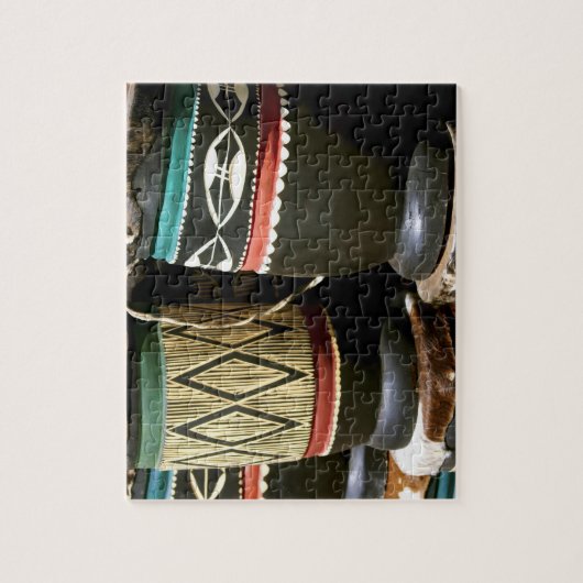 手彫りのドラム、リビングストン、ザンビア ジグソーパズル (縦)