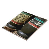 手彫りのドラム、リビングストン、ザンビア タイル (側面)