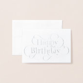 手彫りのハッピーバースデー文字 箔カード (封筒付き正面)