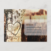 手彫りの木とストリングライトのSave The Date 案内ポストカード (裏面)