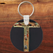 手彫り金ゴールドクロス キーホルダー (正面)