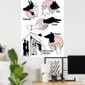 手影絵、楽しいトリック、ユーモア、アンティーク ポスター (ホームオフィス)