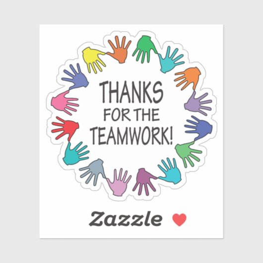 手感謝していを使ったチームワーク シール (シート)