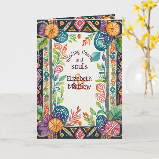 手打パーソナライズされたちカー異教のド民俗フローラ カード (黄色い花)