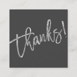 手打モダンち銀感謝していグリッター灰色 スクエア名刺
