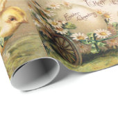 手押し車でイースター卵を引く鶏 ラッピングペーパー (ロールコーナー)