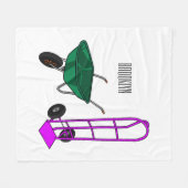 手押し車と手押しトロリー漫画イラストレーション フリースブランケット (正面(横))