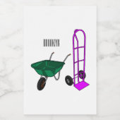 手押し車と手押しトロリー漫画イラストレーション フードラベル (シングルラベル)