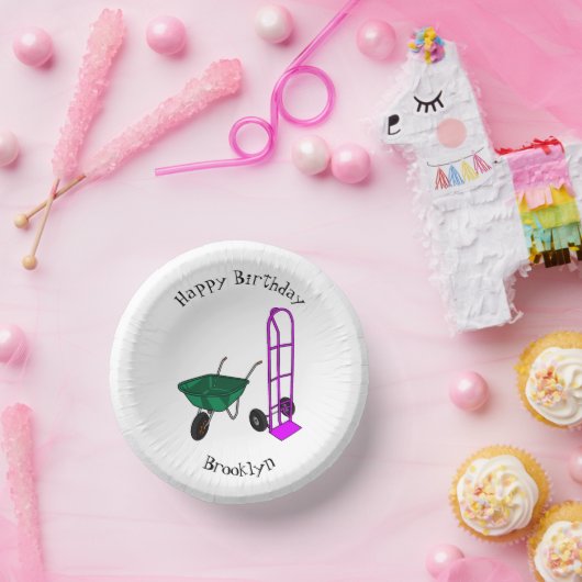 手押し車と手押しトロリー漫画イラストレーション ペーパーボウル (パーティー)