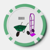 手押し車と手押しトロリー漫画イラストレーション ポーカーチップ (裏面)