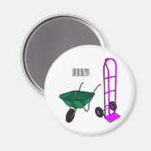 手押し車と手押しトロリー漫画イラストレーション マグネット (正面/裏面)