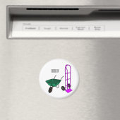 手押し車と手押しトロリー漫画イラストレーション マグネット (インサイチュ (食洗機))