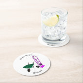 手押し車と手押しトロリー漫画イラストレーション ラウンドペーパーコースター (インサイチュ)