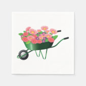 手押し車の花でいっぱいの紙ナプキンス スタンダードカクテルナプキン (正面)