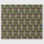 手押し車を押しているウサギ ラッピングペーパー (フラット)