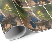 手押し車を押しているウサギ ラッピングペーパー (ロールコーナー)