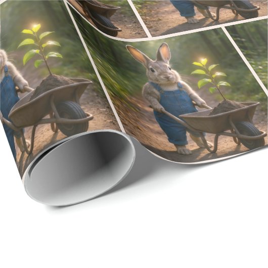 手押し車を押しているウサギ ラッピングペーパー (ロールコーナー)