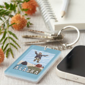 手押し車、アラスカ毛布のトスのヴィンテージ旅行 キーホルダー (正面右)