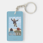 手押し車、アラスカ毛布のトスのヴィンテージ旅行 キーホルダー (裏面)