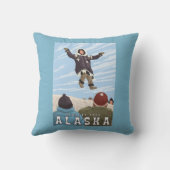 手押し車、アラスカ毛布のトスのヴィンテージ旅行 クッション (裏面)