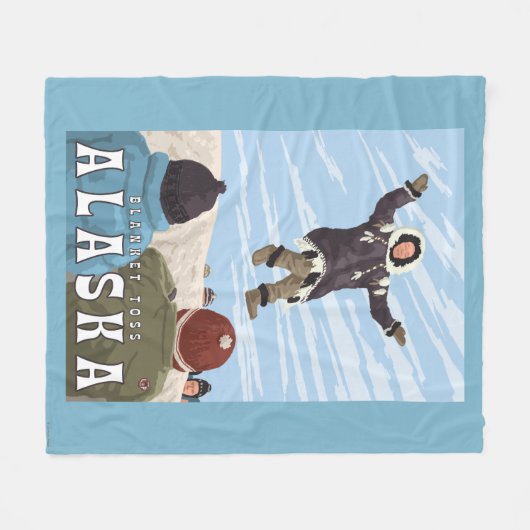 手押し車、アラスカ毛布のトスのヴィンテージ旅行 フリースブランケット (正面(横))