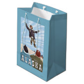 手押し車、アラスカ毛布のトスのヴィンテージ旅行 ミディアムペーパーバッグ (裏面アングル)