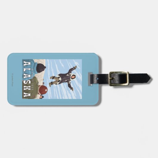 手押し車、アラスカ毛布のトスのヴィンテージ旅行 ラゲッジタグ (正面横)