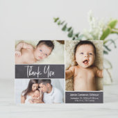 手押モダンし3フォトコラージュ赤ちゃんシャワー サンキューカード (スタンド正面)