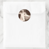 手押車を持つヴィンテージの写真の子供 ラウンドシール (バッグ)