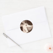 手押車を持つヴィンテージの写真の子供 ラウンドシール (封筒)