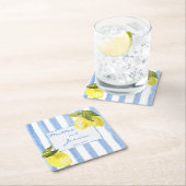 手拭いブルーストライプ結婚式の引き出物 スクエアペーパーコースター (インサイチュ)