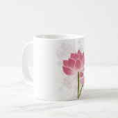 手拭き水彩蓮の花 コーヒーマグカップ (正面左)