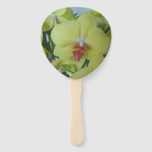 手持ちの扇子に黄色の蘭 ハンドファン (正面)