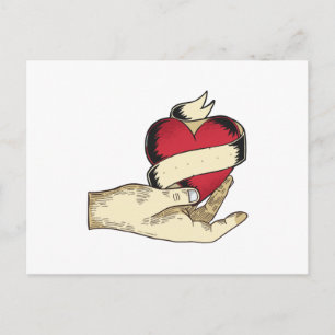 手持ちハート ポストカード