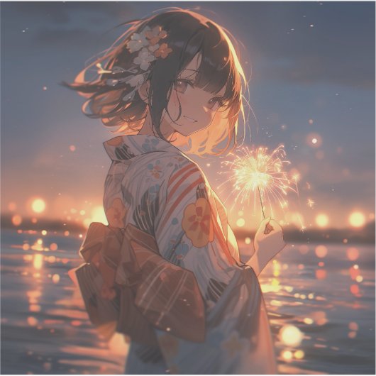 手持ち花火/Hand held fireworks | 東京娘 GenerartiveAI シール (正面)