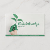 手持ち離れ緑葉植物 名刺 (正面)