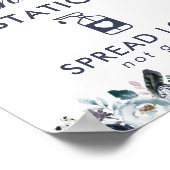 手指消毒ステーション ブルーフラワーパターン ポスター (角)