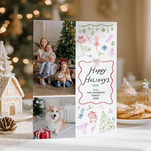 手描お洒落きアイコンHappy Holidays 2写真 シーズンカード