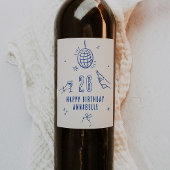 手描お洒落きアーチ誕生日ドリンクパーティー ワインラベル