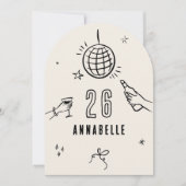 手描お洒落きアーチ誕生日ドリンクパーティー 招待状 (正面)