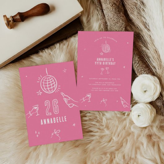 手描お洒落きアーチ誕生日ドリンクパーティー 招待状