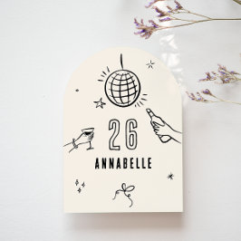 手描お洒落きアーチ誕生日ドリンクパーティー 招待状