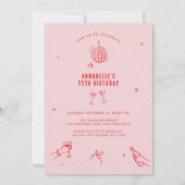 手描お洒落きアーチ誕生日ドリンクパーティー 招待状 (裏面)