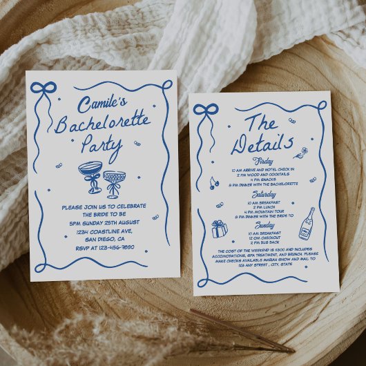 手描お洒落きカクテルバチェロレッテ 招待状
