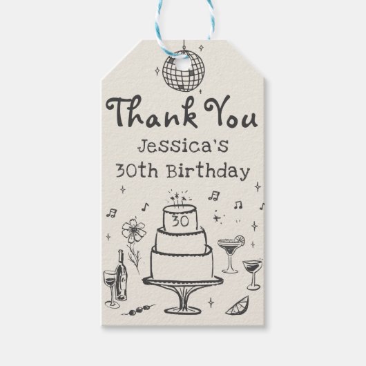 手描お洒落きカクテルファンキー誕生日 ギフトタグ (正面)