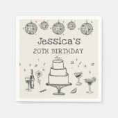 手描お洒落きカクテルファンキー誕生日 スタンダードカクテルナプキン (正面)