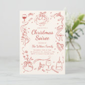 手描お洒落きクリスマスパーティの招待状 招待状 (スタンド正面)