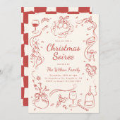 手描お洒落きクリスマスパーティの招待状 招待状 (正面/裏面)
