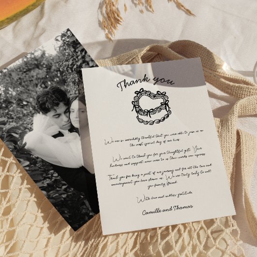 手描お洒落きケーキ結婚のサンキューカード 招待状